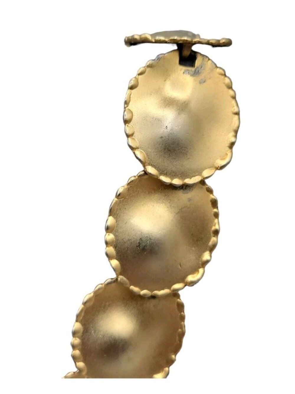 DESIGNER 1980s LARGE DISC Collar Vintage Statement Necklace 18" Matte Gold Tone - Picture 10 of 16